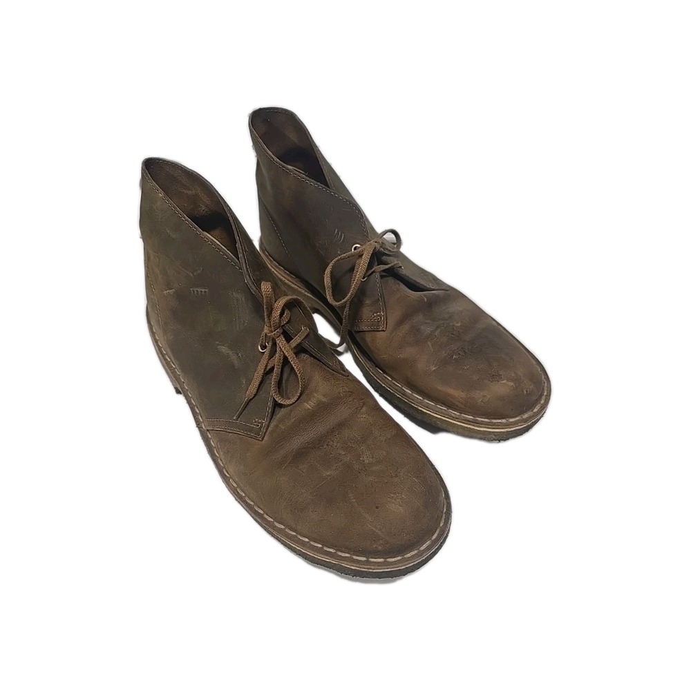 Clarks‎ 13292 Brown Oiled Leather Lace Up Chukka Desert Boots Men's Size 12